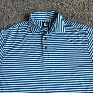 FootJoy Golf Polo Shirt XL Raptor Bay Golf Club Florida Blue Stripes